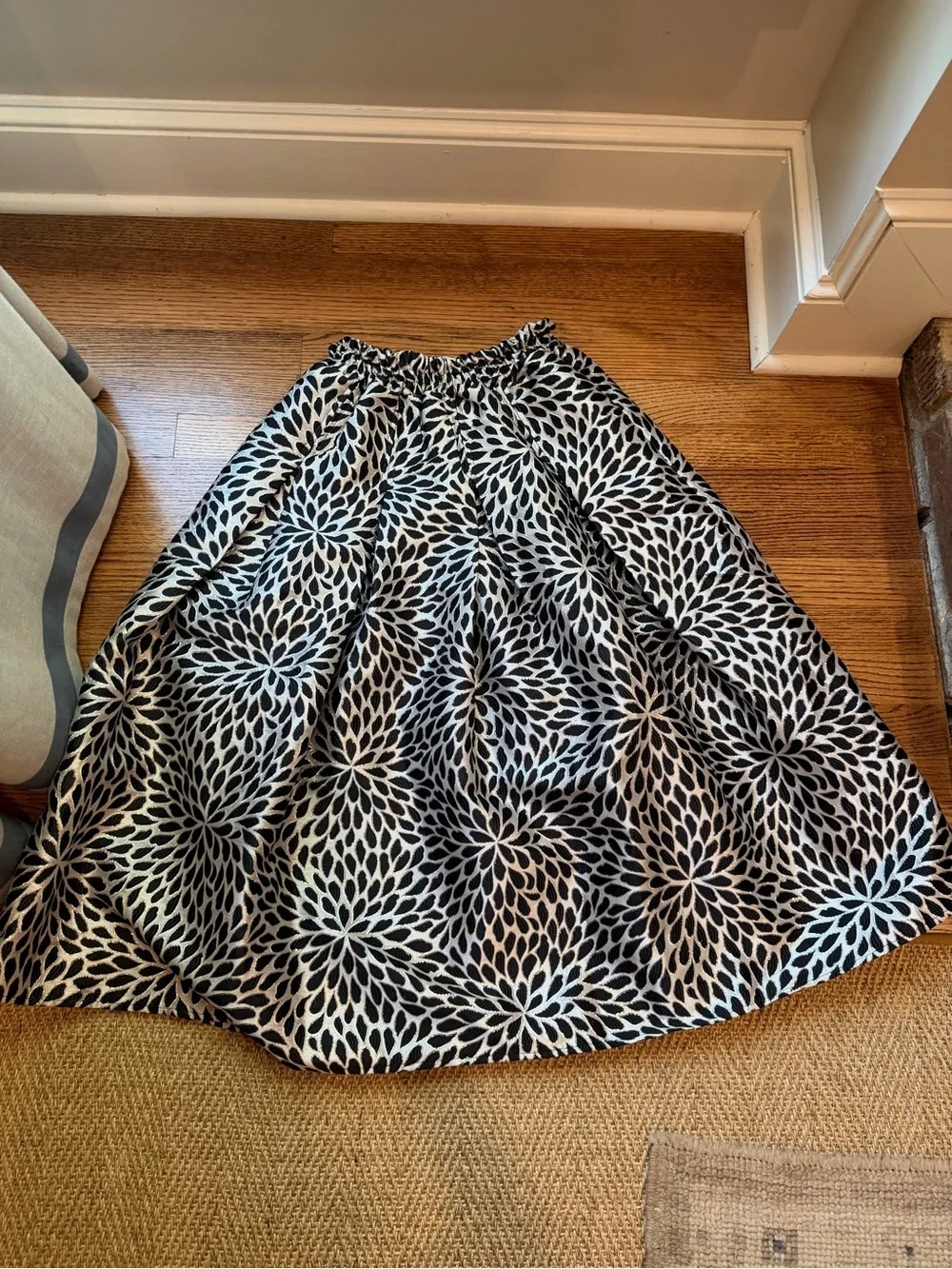 Buru Black/White/Silver A-Line Full Skirt